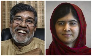 Nobel Peace Prize winners, Indian children"s right activist Kailash Satyarthi (L) and Pakistani schoolgirl activist Malala Yousafzai
