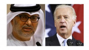 نائب الرئيس الأميركي جو بايدن ووزير الدولة للشؤون الخارجية أنور بن محمد قرقاش