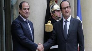 السيسي يسار الصورة وهولاند يمين وتوافق فرنسي مصري