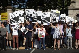 Pro-Choice supporters demonstrate outside the Irish Parliament building in Dublin