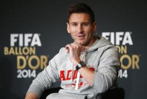 Barcelona"s Lionel Messi of Argentina, a nominee for the 2014 FIFA World Player of the Year, attends a news conference prior to the Ballon d"Or awards ceremony in Zurich