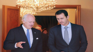 بشار الأسد ودي ميستورا