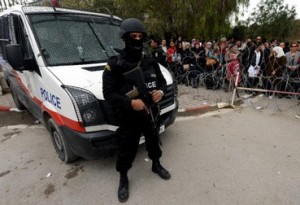 A policeman stands guard outside Tunisia's Bardo National Museum