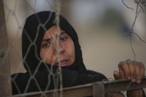 An Iraqi Sunni displaced woman, who fled the violence in the city of Ramadi, is seen on the outskirts of Baghdad,