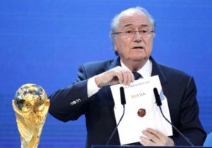 FIFA President Sepp Blatter announces Russia to host the 2018 World Cup during the announcement of the host country for the 2018 soccer World Cup in Zurich, Switzerland.