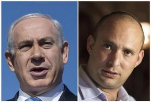 وزير الأمن في الحكومة الإسرائيلية نفتالي بينيت (الى اليمين) ورئيس الوزراء الإسرائيلي بنيامين نتنياه
