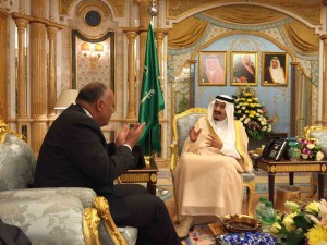 استقبل جلالة خادم الحرمين الشريفين الملك سلمان بن عبد العزيز سامح شكرى وزير الخارجية