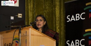 Ms. Yashika Singh delivering a speech at the 1st HWPL Media Forum in SA