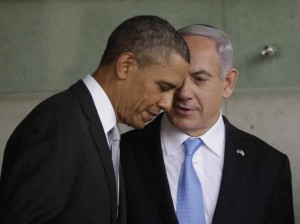 U.S. President Barack Obama, left, listens to Israeli Prime Minister Benjamin Netanyahu during their visit to the Children's Memorial at the Yad Vashem Holocaust memorial in Jerusalem. 